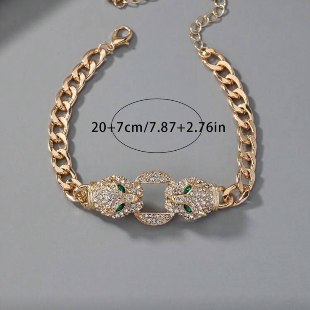 Elegant Double Head Gold Panther Bracelet nwt - Picture 5 of 6